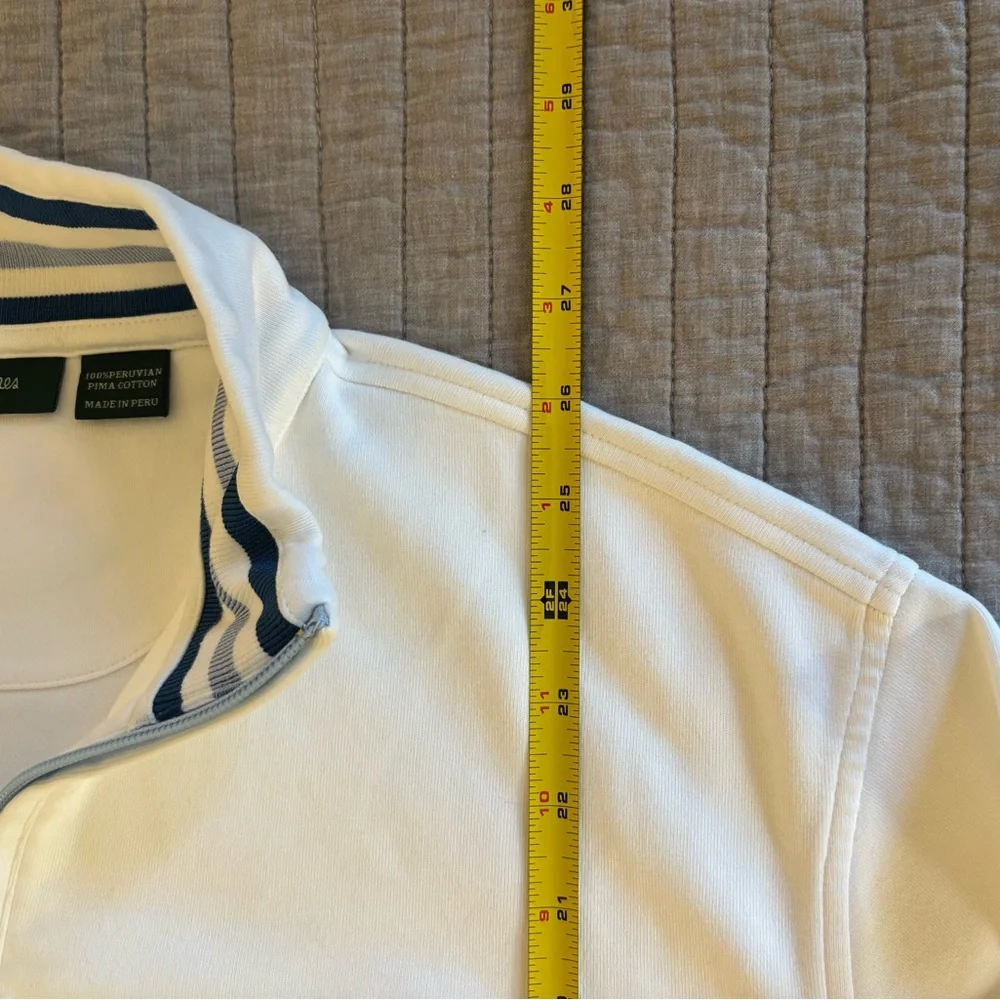 Bobby Jones White and Navy Quarter-Zip Sweater - Picture 5 of 7